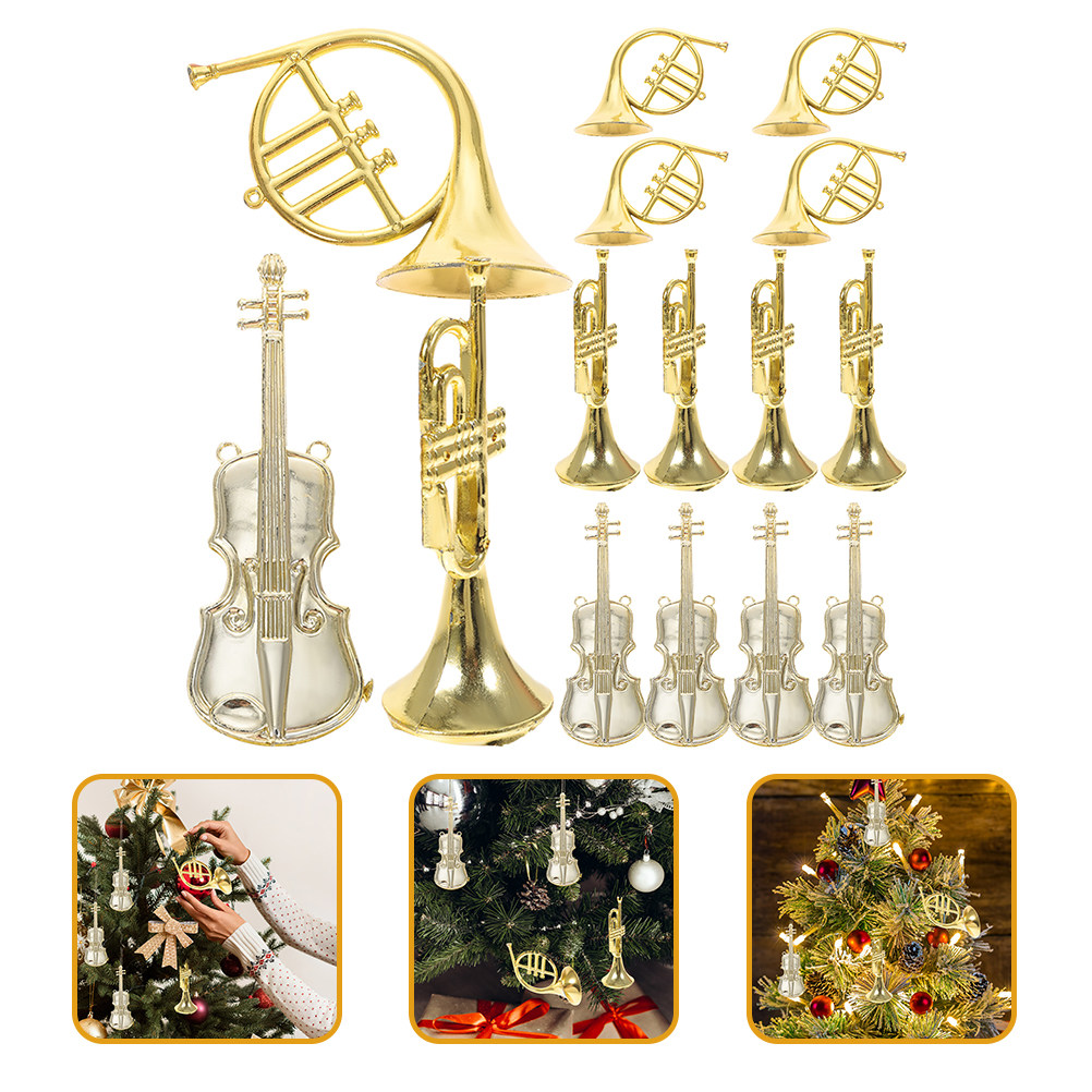 Musical Instrument Xmas Ornaments - 15 Stück Miniatur-Musikinstrumente, Weihnachtsanhänger, Weihnachtsbaumdekoration, kreative