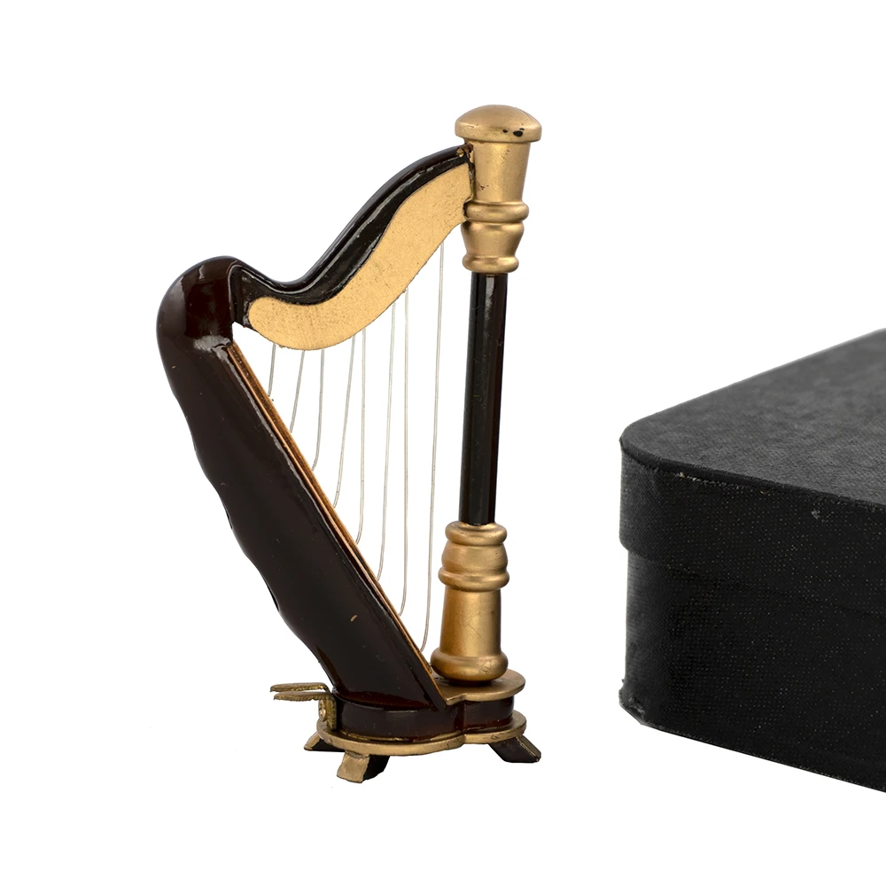 Musical Instrument I Play - Miniatur-Hopfmodell aus Holz, Mini-Harfe, Musikinstrument, 1/12,
