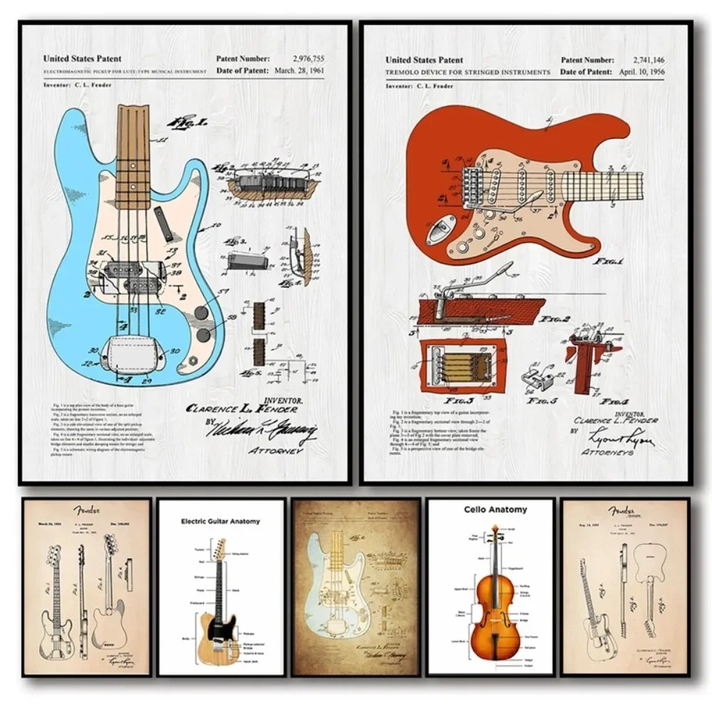 E-Gitarre Anatomie Poster Cell – Musical Instrument Image Bewertung und Preis