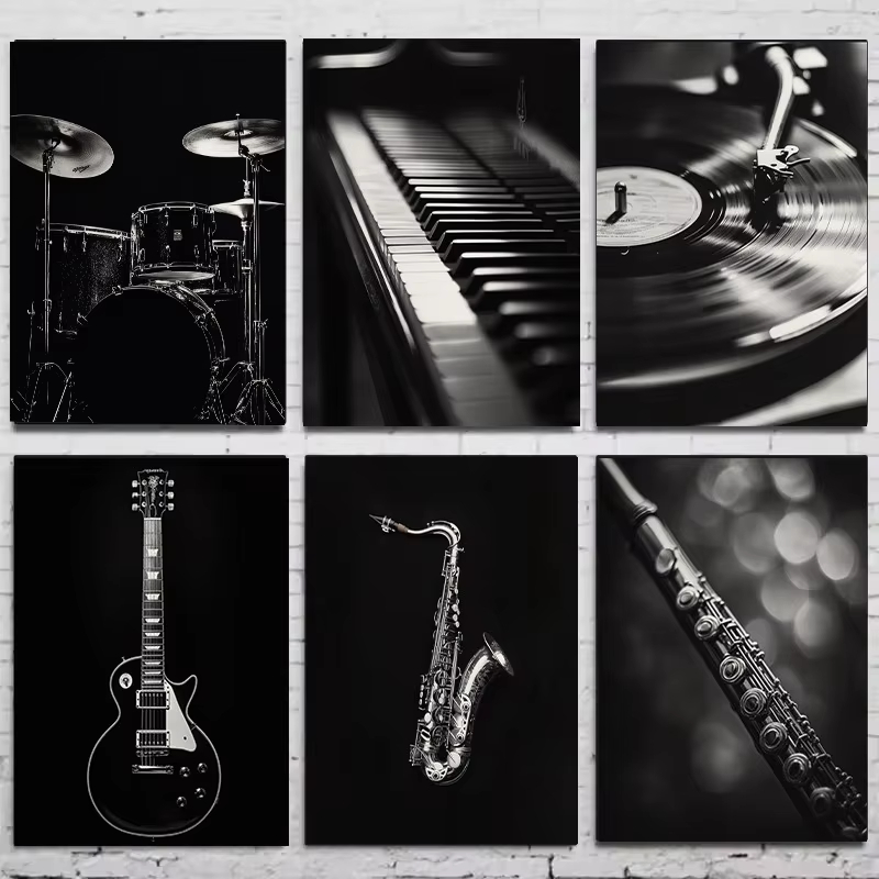 Modernes Schwarz-Weiß Musikins – Musical Instrument Image Bewertung und Preis
